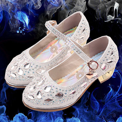 儿童水晶皮鞋 2016秋季新款女童高跟鞋花童舞蹈鞋女孩公主大中童