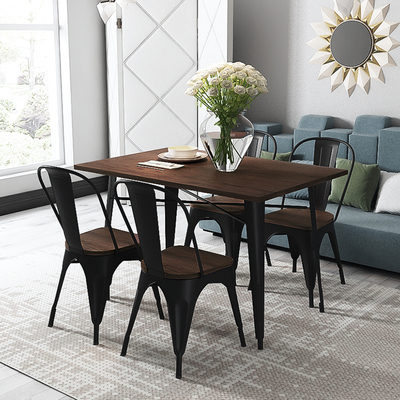 新亿隆设计师创意简约巴西工业风餐厅餐桌椅组合实木金属框架饭桌
