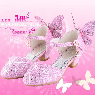 2016正品夏新款女童高跟凉鞋 韩版包头舞蹈鞋 儿童公主水晶鱼嘴鞋