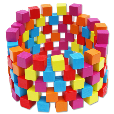 包邮100粒大正方体立方体木质积木 数学教具蒙氏早教儿童益智玩具