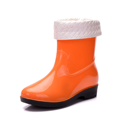 新款雨鞋女士中筒保暖雨靴防滑加绒女式水鞋短筒胶鞋成人水靴套鞋