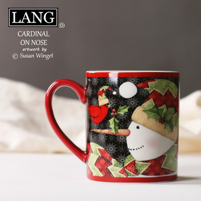 美国LANG 红色圣诞节礼品 厚实陶瓷咖啡马克杯奶茶杯 大容量水杯