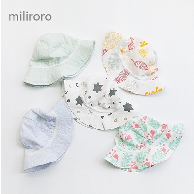 miliroro 男女宝宝遮阳帽 婴儿帽子夏款薄款太阳帽纱布儿童渔夫帽