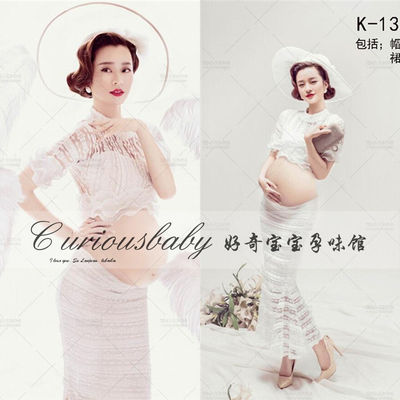 新款2016影楼孕妇拍照摄影写真主题服装性感复古蕾丝孕妇装礼服