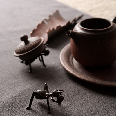 南园 蚂蚁铜盖置铁壶盖置铸铜壶盖托日式功夫茶道具配件摆件