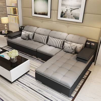 布艺沙发大小户型可拆洗简约现代客厅家具布沙发转角L型组合沙发