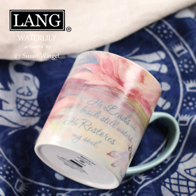 美国LANG 睡莲陶瓷马克杯奶茶杯咖啡杯大容量 清新暖色系 田园风
