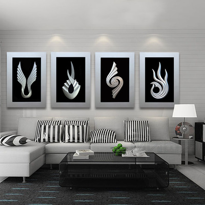 沙发背景墙装饰画客厅实木框挂画壁画现代简约欧式抽象玛雅立体画