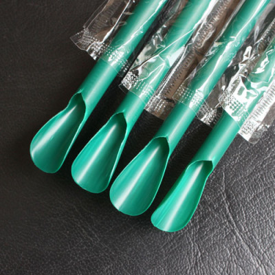 加厚绿色吸管带勺吸管 独立膜包装冰勺型塑料吸管1000根