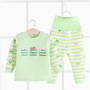 冬季新款宝宝夹棉保暖内衣套装儿童高腰护肚服三层加厚婴儿加棉衣