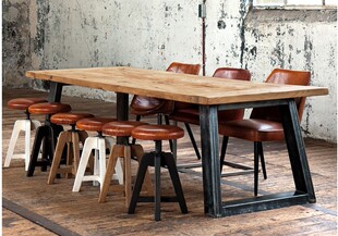 美式乡村铁艺餐桌简易书桌简约仿古办公桌实木会议桌书法桌工作台