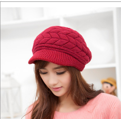 新款冬季帽子女韩版潮可爱针织毛线帽 兔毛帽秋冬天女士时尚帽子