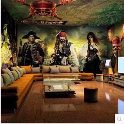 加勒比海盗大型壁画餐厅酒吧KTV主题休闲站网吧墙纸壁纸