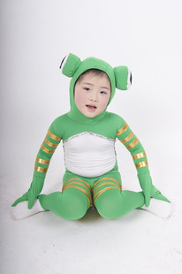六一儿童演出服青蛙动物服 小青蛙幼儿成人卡通造型服 夏装表演服