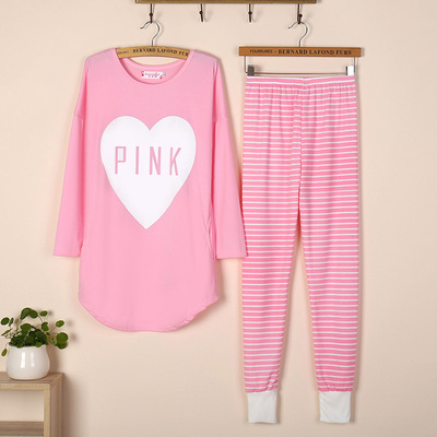 2016春秋韩国pink休闲运动少女两件套装纯棉长袖铅笔小脚裤修身潮