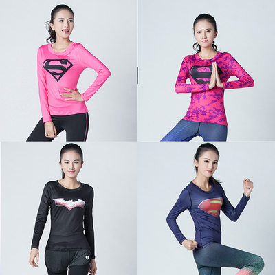 ua超级英雄女款秋季运动长袖瑜伽训练服跑步运动紧身服