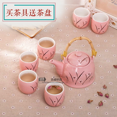 景德镇日式花茶带过滤陶瓷提梁壶 下午茶茶具套装整套泡茶壶茶杯