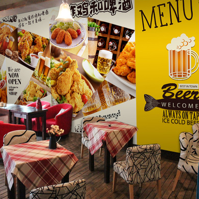 韩式料理无缝大型壁画火锅店3D韩国建筑烤肉墙纸饭店休闲餐厅壁纸