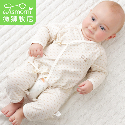新生儿衣服0-3个月纯棉春秋季宝宝蝴蝶哈衣和尚服初生婴儿连体衣