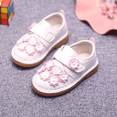 单鞋小童鞋子女孩皮鞋儿童花朵软底学步鞋1-2-3岁秋季韩版女宝宝