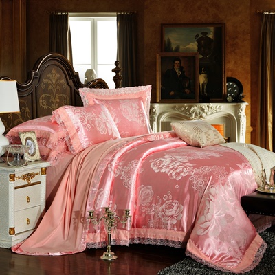 欧式提花蕾丝纯棉4四件套全棉2.0m被套床单婚庆1.8m床上用品晨园