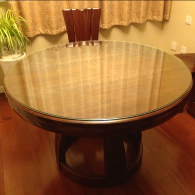 转盘玻璃餐桌玻璃面圆桌面圆形钢化玻璃桌面定做圆形台面桌面订做