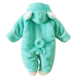 婴儿冬季新生儿衣服连体衣珊瑚绒男女宝宝加厚保暖满月外出服哈衣
