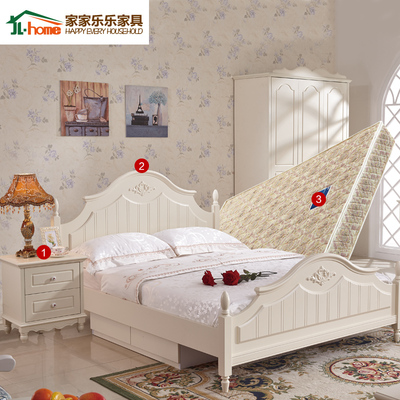 欧式卧室成套家具套装 韩式田园双人床+床头柜+床垫组合套餐