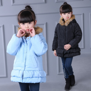 女童冬季棉衣2016新款中小童韩版时尚5儿童纯色外套女宝宝棉袄7岁