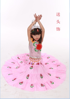儿童舞蹈服女孩傣族演出服装幼儿女童傣族孔雀舞裙演出表演服