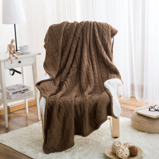 欧式针织毯 秋冬羊羔绒毛毯保暖加绒厚毛线毯 沙发休闲盖毯子特价