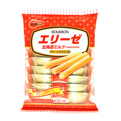 日本进口零食美味波路梦BOURBON北海道炼乳奶油夹心威化饼干蛋卷