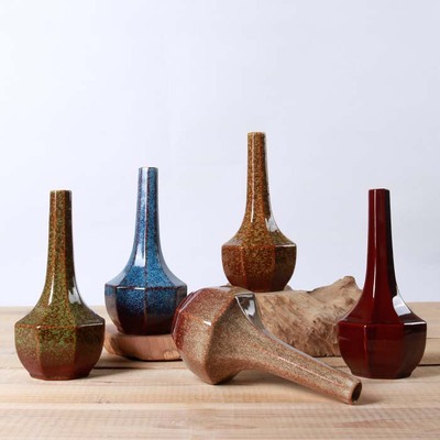 手工复古窑变花器 台面系列家居创意花插 现代简约小花瓶摆件特价