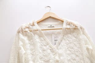 【包邮】夏季热卖 刺绣蕾丝针织开衫女士防晒衫空调衫 镂空薄开衫