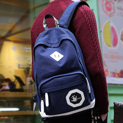 新款双肩包男韩版潮学院风书包高中学生帆布包背包休闲电脑旅行包