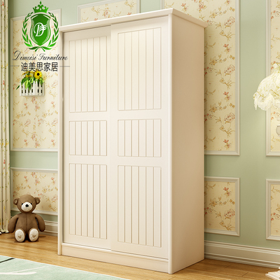 韩式两门衣柜推拉门衣柜儿童房衣橱卧室移门衣柜白色简约趟门衣柜