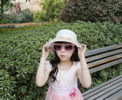 韩版儿童草帽新款女童遮阳帽夏季女宝夏季防晒遮阳沙滩帽蕾丝花朵