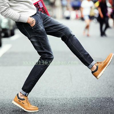 男牛仔裤小脚修身显瘦 2016新款韩版学生牛仔时尚学院风 弹力长裤