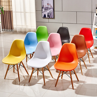 伊姆斯椅子现代简约塑料餐椅成人 北欧宜家靠背椅 休闲洽谈实木椅