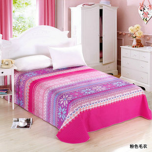 纯棉床单暖绒棉保健床单婚庆大红色双人床单三件套 适合1.8m 2.0m