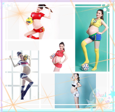 影楼孕妇拍照摄影写真主题服装2016展会新款足球宝贝孕妇拍照写真