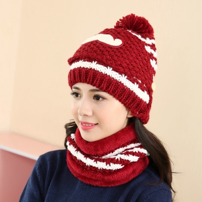 冬季毛线帽子女韩版针织加绒加厚口罩胡子帽护耳保暖加围脖