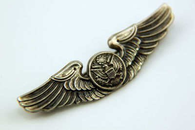 二战后美空军公发原品老货飞行机组成员胸章小翅膀5cm银标1702037