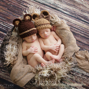 纯手工毛线编织儿童摄影帽 婴儿新生儿毛线帽 百天帽 影楼拍照帽