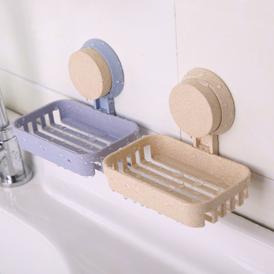 免打孔强力壁挂吸盘沥水香皂盒麦秆创意简约洗手间浴室置物肥皂盒