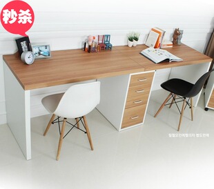 简易电脑桌宜家书桌 时尚简约双人办公桌台式家用写字台桌可定制