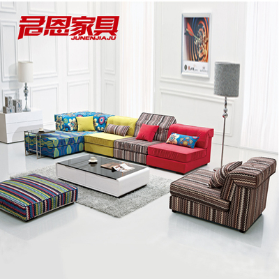 江氏 爆款热卖现代简约品牌彩色条纹沙发 布艺沙发组合特价 J058
