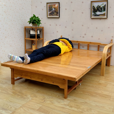 折叠床单人 午休床木板床1.2米双人午睡床成人家用竹床实木简易床