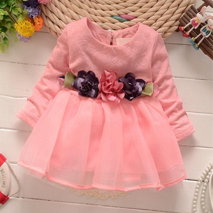 女宝宝春装连衣裙0-1-2-3岁6-9个月女童裙子8婴儿韩版蕾丝7公主裙