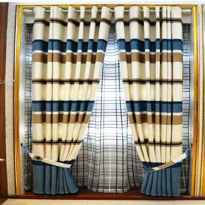 包邮地中海风格现代简约客厅书房卧室窗帘定做窗纱飘窗窗帘布